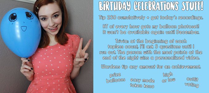 I'll be on cam today from 1 PM-1AM PST to celebrate my birthday! Please come hang out, I can't wait to