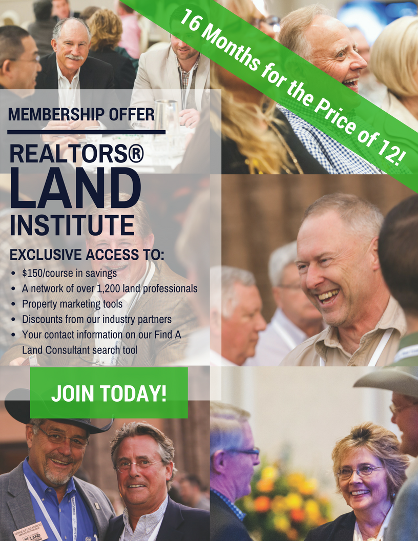 RLILand's tweet photo. #Realtors, get RLI membership through the rest of 2016 FREE w/ a 2017 membership https://t.co/h9LLAPJMqJ #realestate #land #ALCdesignation https://t.co/8RnQPGTKAY