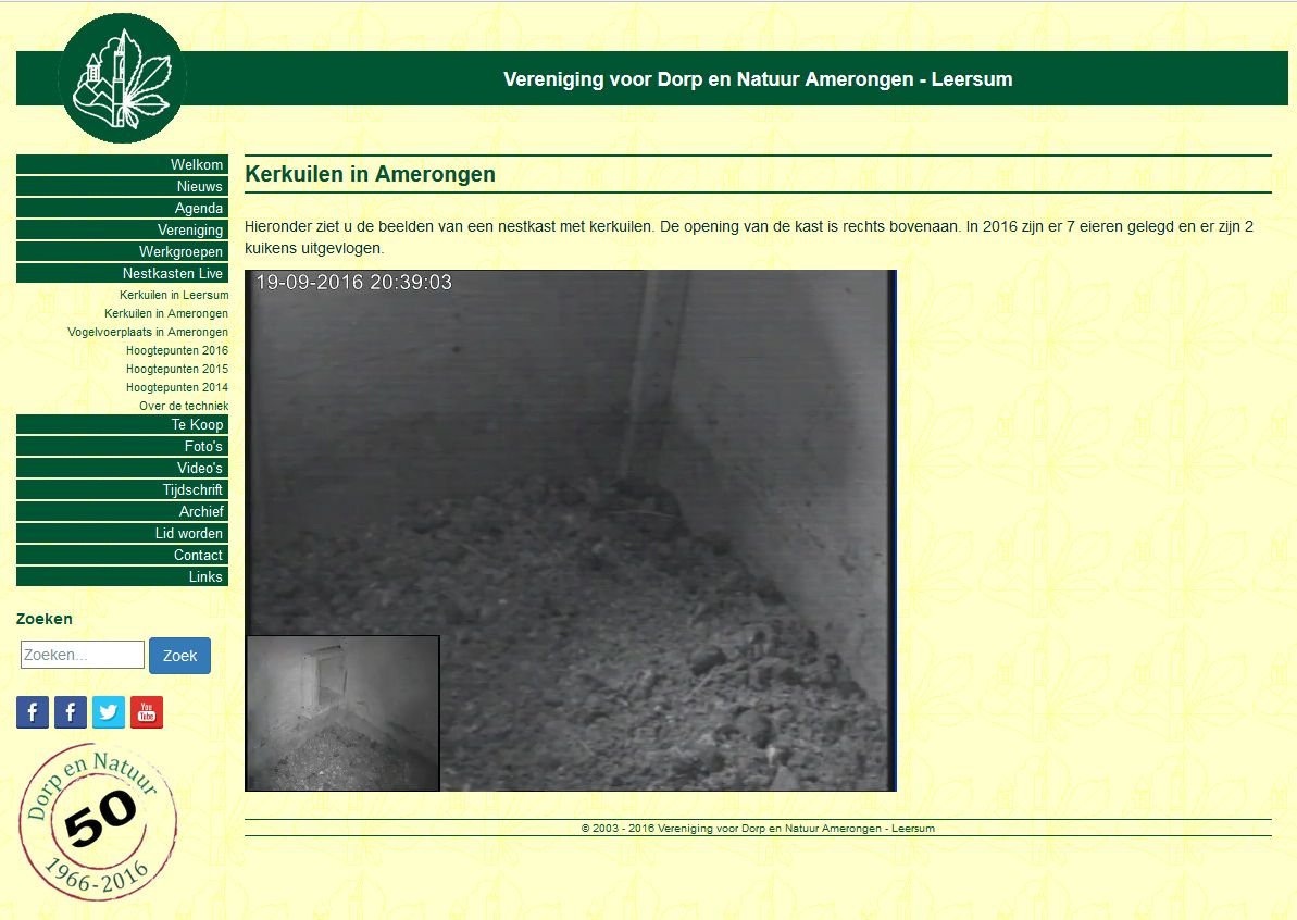 We hebben een 2de camera bij de kerkuilen in Amerongen gezet en het actuele tijdstip is nu ook in beeld. bit.ly/2cKYhMZ