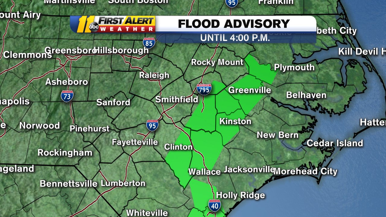 Map A flood advisory is issued for North Carolina