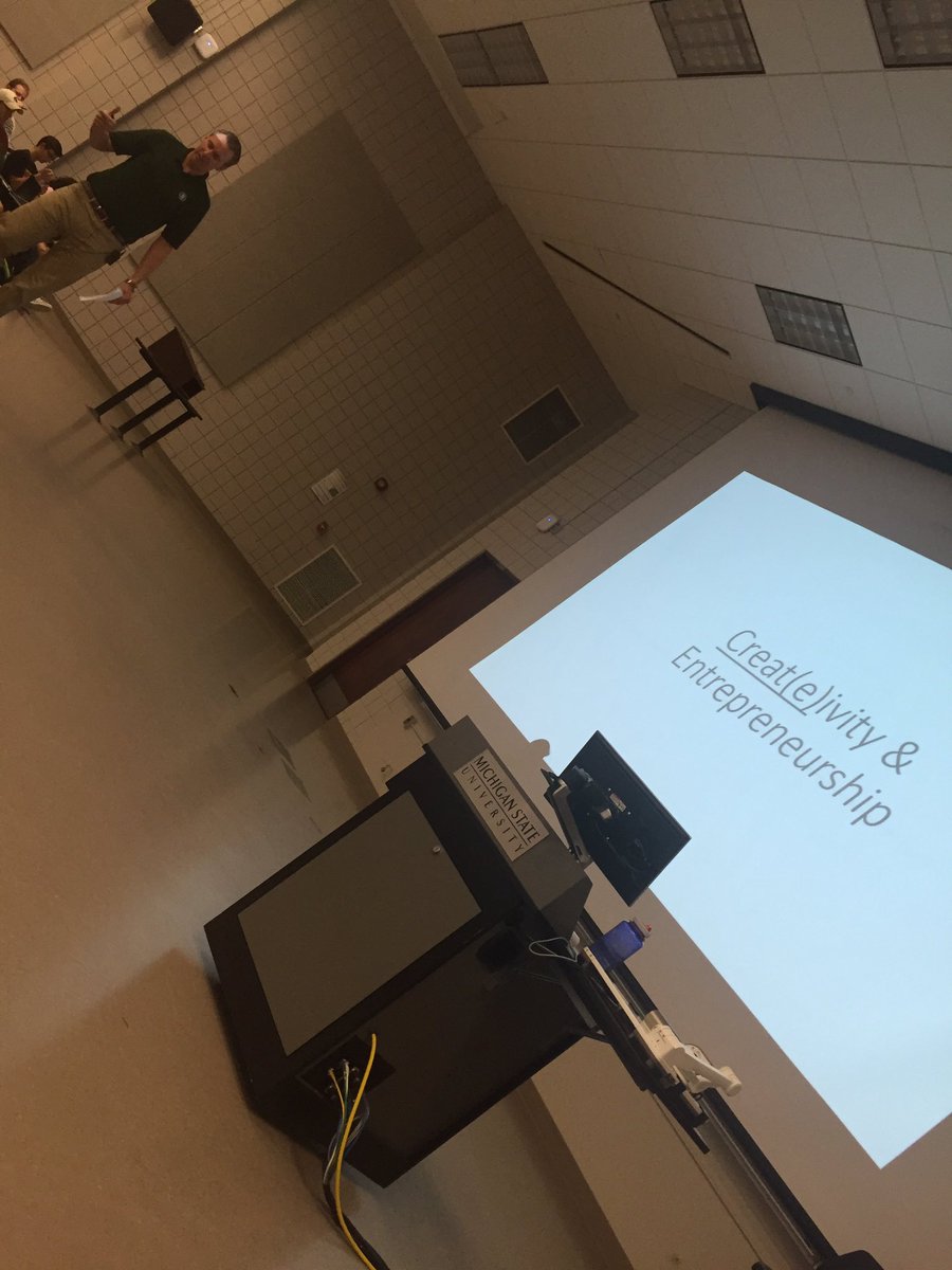 Eliz_R_Martin's tweet photo. One of @dfamsu 's advisors, @ksmooz giving a talk about #creativity and #entrepreneurship in @karlgude 's #cas110 class ☺️ https://t.co/yOOqifJCn7