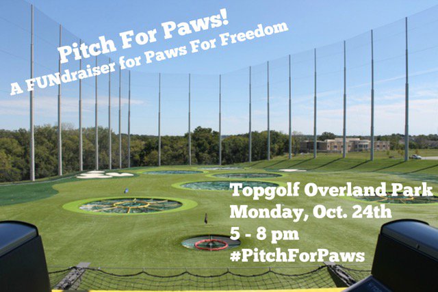 PawsForFreedom's tweet photo. Plz join us on 10/24 for #PitchForPaws @TopgolfKC ! Register: https://t.co/ZZw821sIrR #nonprofit #servicedogs https://t.co/DRJ1H2czDB