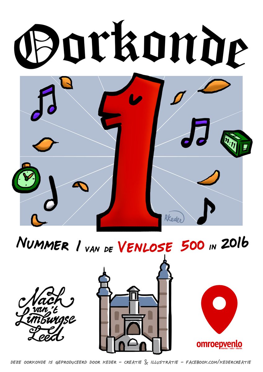 Deze oorkonde ontving <a href="/franspollux/">Frans Pollux</a> voor zijn nummer 1 in de Venlose 500. Gemaakt door <a href="/kedercreatie/">Keder - Creatie & Illustratie</a>! facebook.com/limburgsleed/