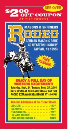 ShrinersRodeo's tweet photo. How about a discount? Use this coupon below to save a few bucks $$$ Come join us at @ShrinersRodeo #GermanMasonicPark #Tappan https://t.co/AqEMkI5mir