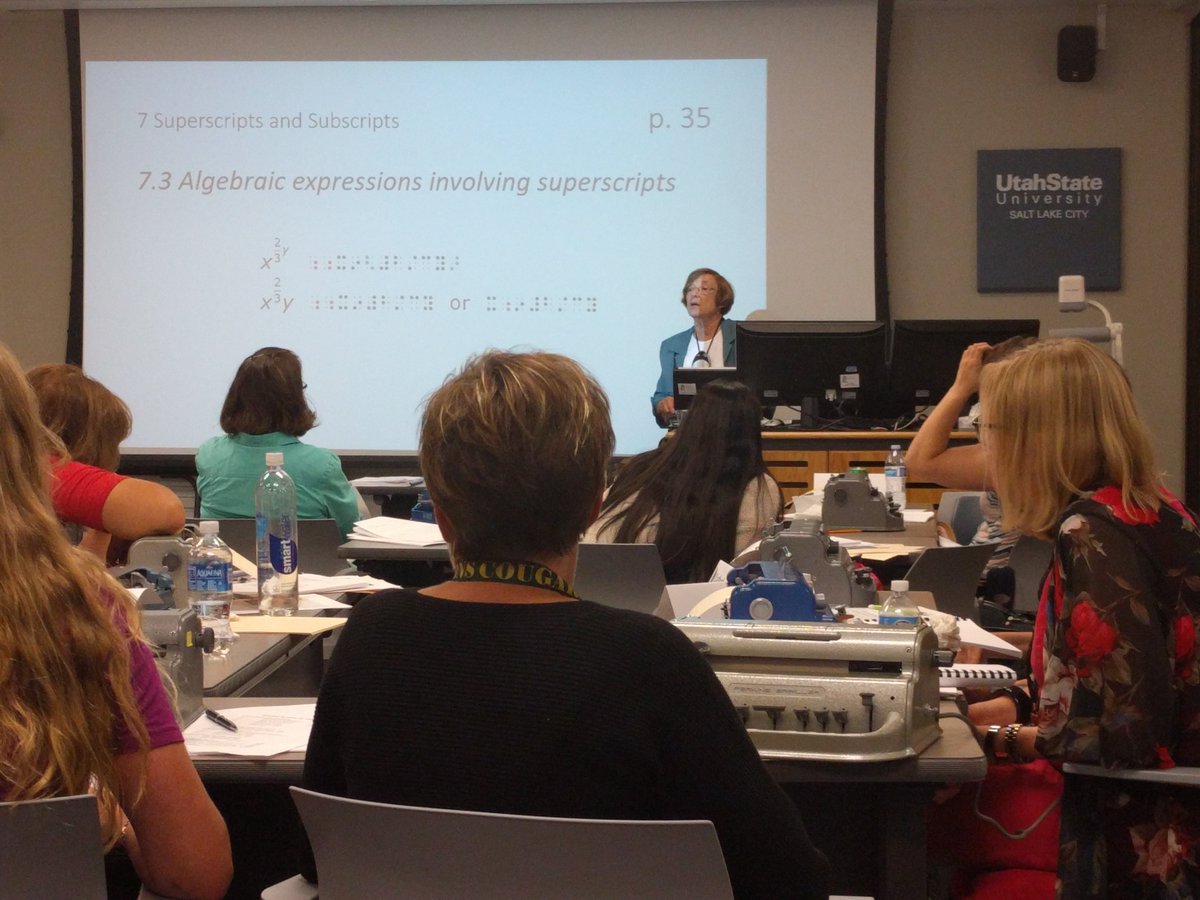 Crystal_Thomas4's tweet photo. Utah TVIs are brushing up on their UEB math skills! Amazing workshop for some of our amazing teachers! #utsped #updn #UEB https://t.co/IlJcPBBvCI