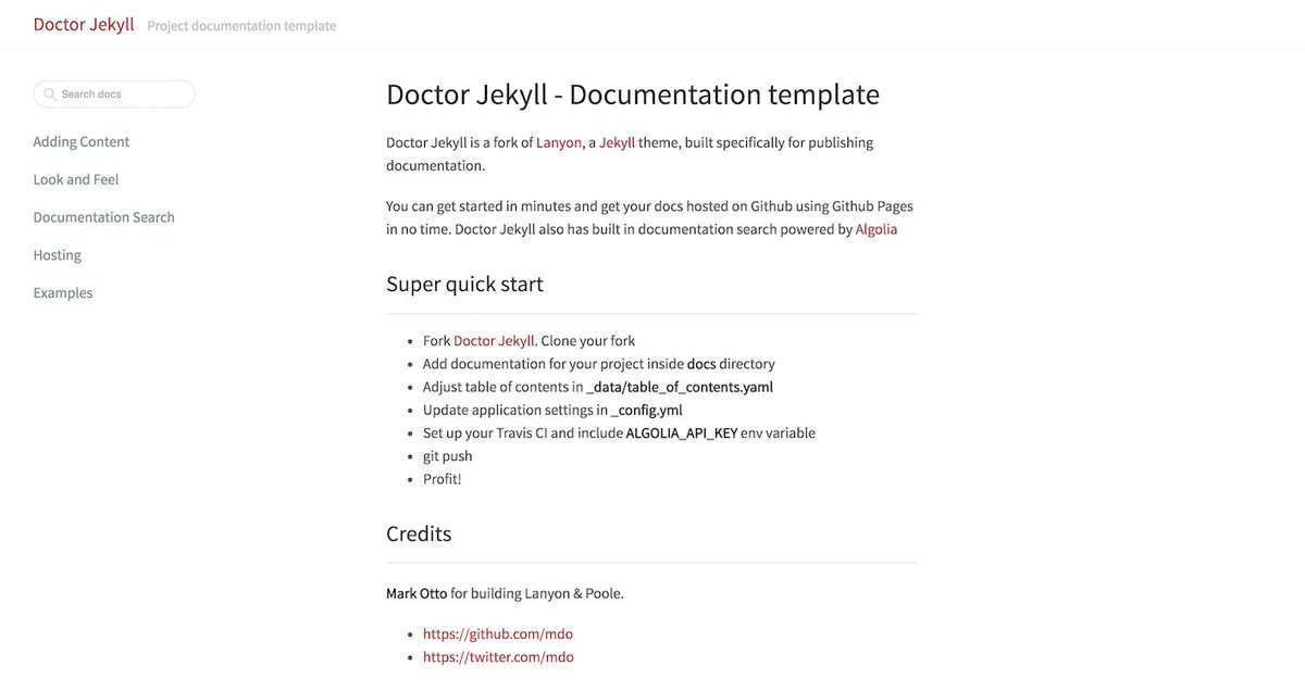 bakeryhq's tweet image. We’ve just released Doctor Jekyll - a simple and clean documentation generator powered by @github and @algolia github.com/bakery/doctor-…