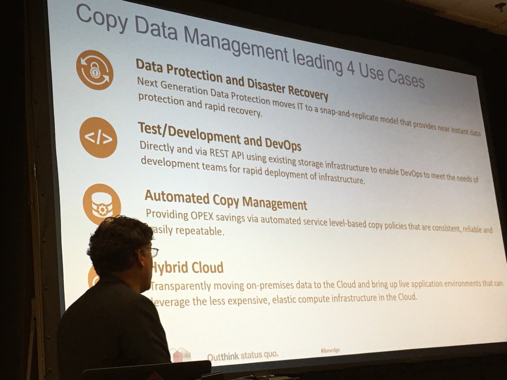 Satsank's tweet photo. The Four main use cases in focus for #IBMSpectrumCDM. Attn: @IBMStorage and @IBMPartners and @CatalogicSW partners. https://t.co/R44OGx4Pqw