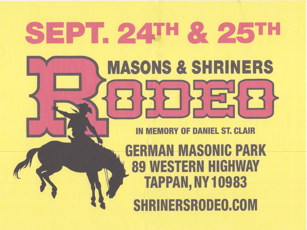ShrinersRodeo's tweet photo. MASONS &amp; SHRINERS RODEO - This weekend 9/24 &amp; 25 at #GermanMasonicPark #TappanNY Buy your tickets at https://t.co/Ni4UGr6Og8 https://t.co/8o2C7Hu9zN