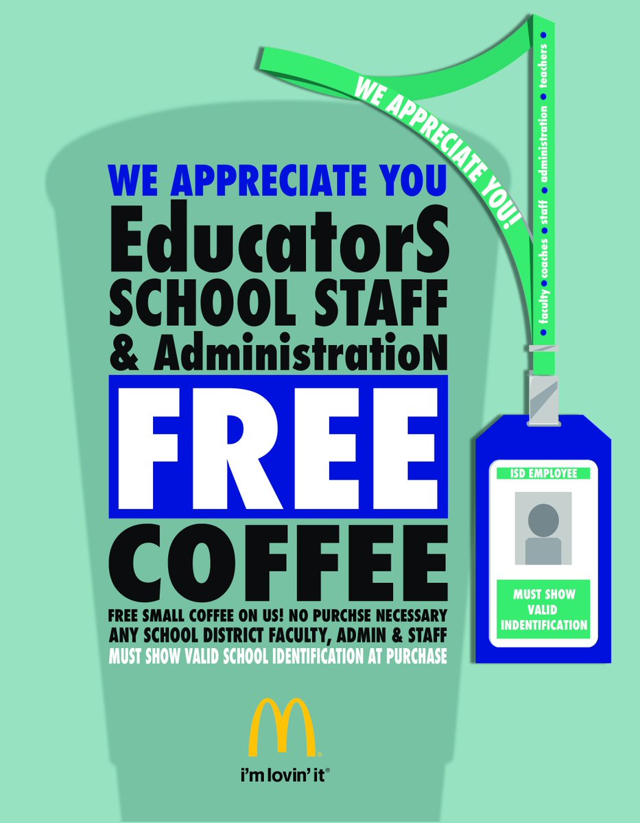 BGFoodsInc's tweet photo. FREE COFFEE for Educators or school staff member. Get your free cup on us! #supportlocaldeals https://t.co/DXEsUjgfi0