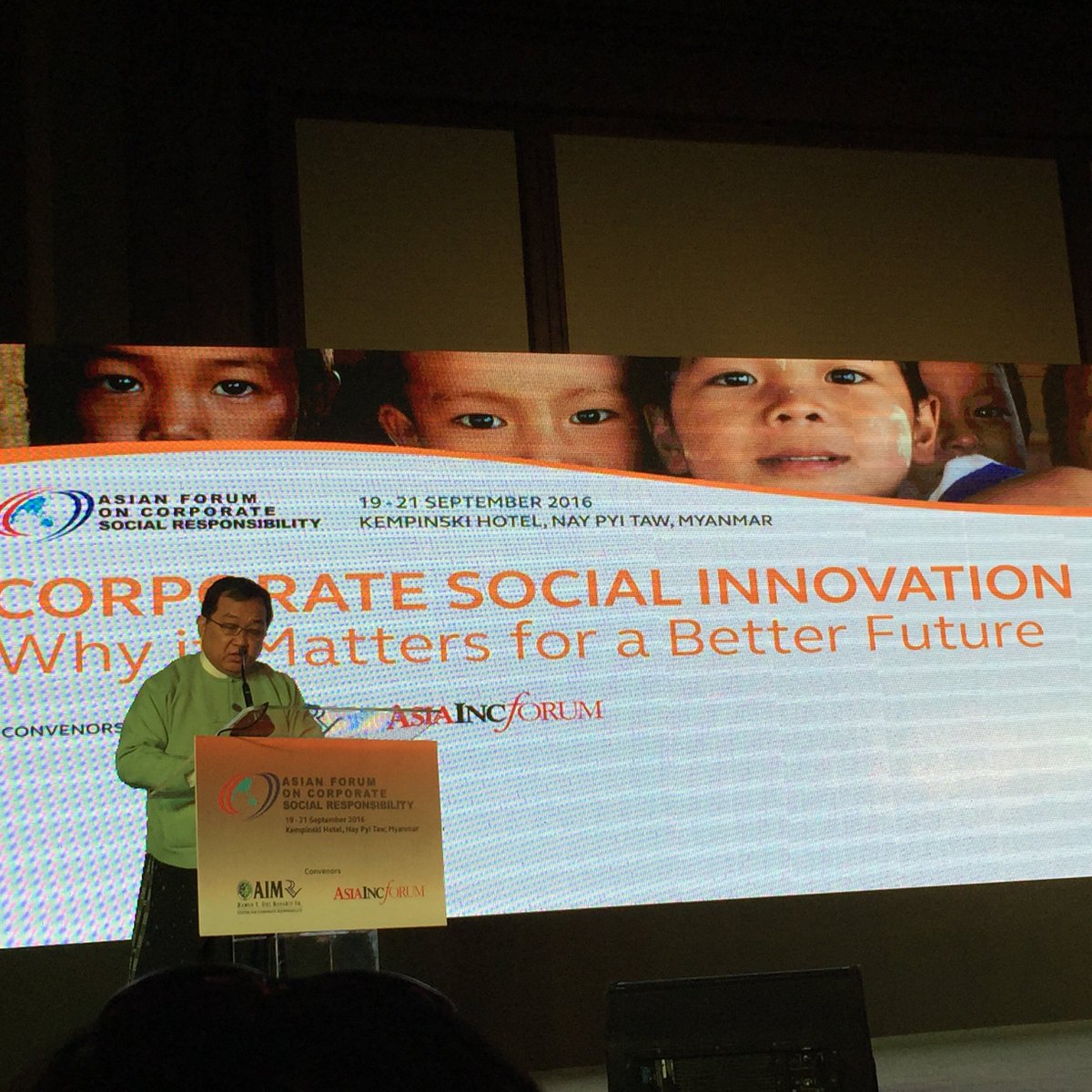 ASEANCSRNetwork's tweet photo. Asian Forum CSR held at Nay Pyi Taw, Myanmar : 20 Sept Day 1 Opening Session #AFCSR https://t.co/zW7gSQyWt3