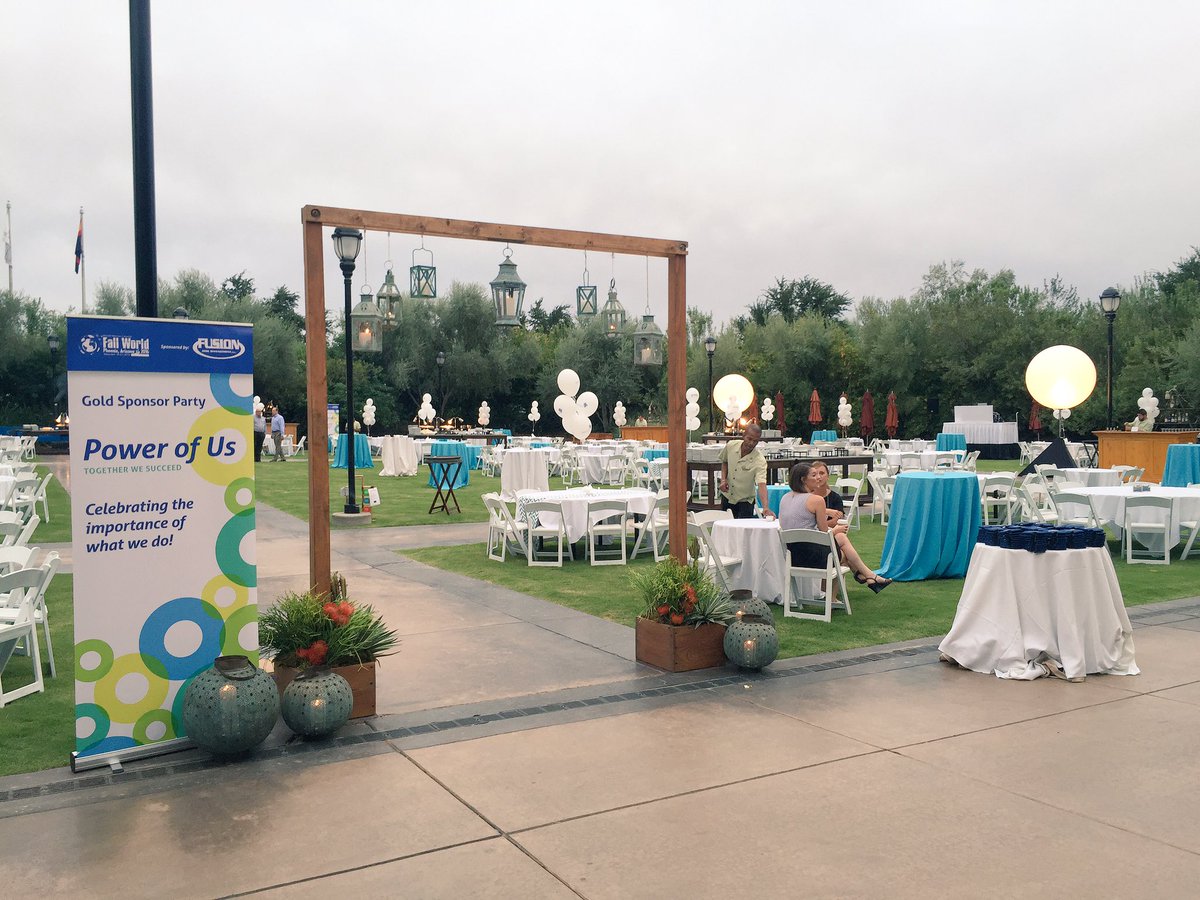 FusionRiskMgmt's tweet photo. The Gold Sponsor Party starts at 6:30 tonight! Join us for food, games and dancing!! #drjfall #drjfallworld https://t.co/PfbMZV7xTq