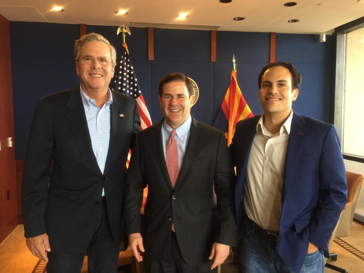 JebBush's tweet image. Great to catch up with my friend @dougducey today. cc: @JebBushJr