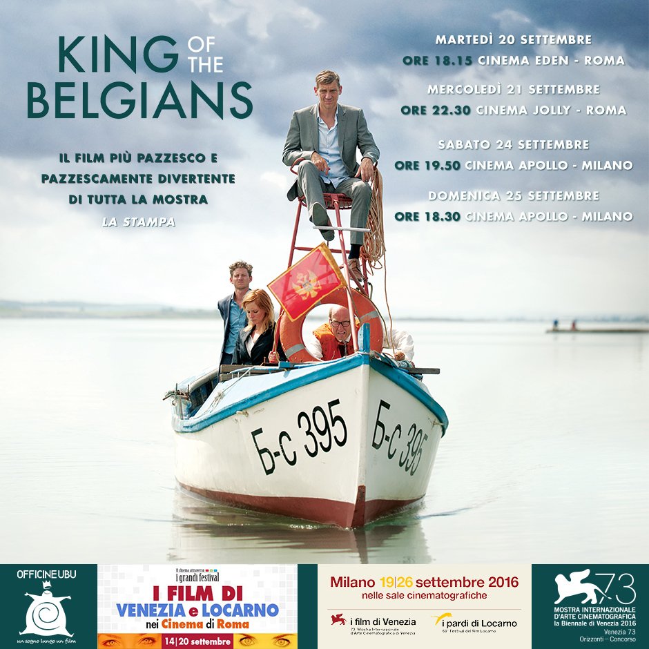 Non perdere le proiezioni di #KingOfTheBelgians, il film più divertente di #Venezia73! Ecco i prossimi appuntamenti a #Roma e a #Milano!
