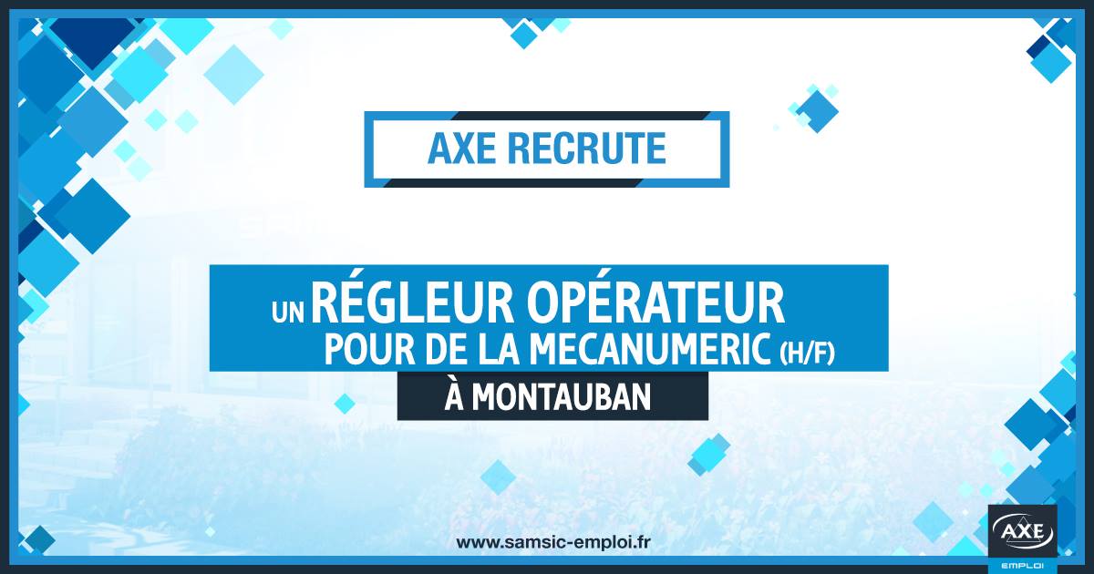SamsicEmploi's tweet image. A la recherche d&apos;un régleur opérateur pour de la #Mecanumeric 👍  Envoyez nous vite votre #CV à montauban@axett.com.