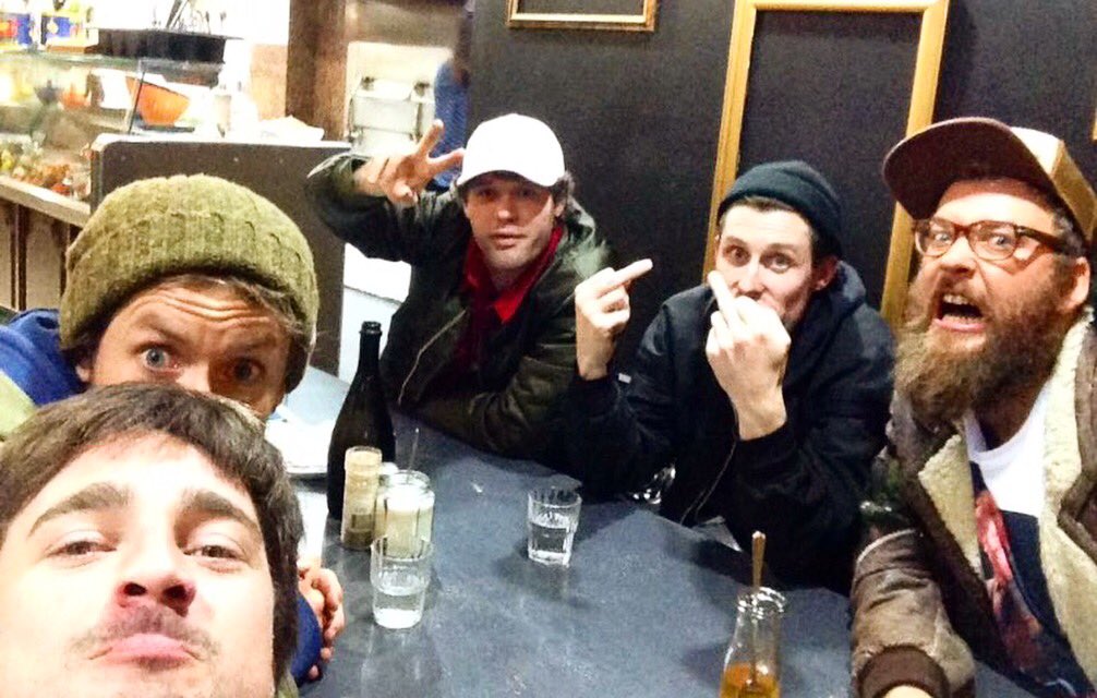 DanMerriweather's tweet photo. Myself, #LeighFisher, #PaulBender, #SimonMavin and #LachlanMitchel Sunday night hangs at #CafeRomantica #Melbourne https://t.co/fl2342TKw2