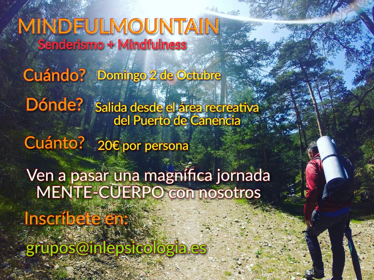 MindMadrid's tweet photo. El 02 de OCTUBRE... MINDFULMOUNTAIN en la sierra de Madrid. Inscríbete ya! Ruta guiada + meditaciones formales https://t.co/KIvvNjnZRd