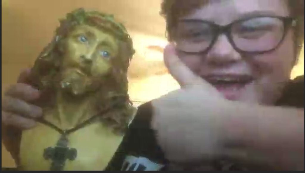 MemedemTings's tweet photo. "I don't believe in Jesus" *continues to pull out Jesus bust next to computer* https://t.co/s8W1P3QN7U