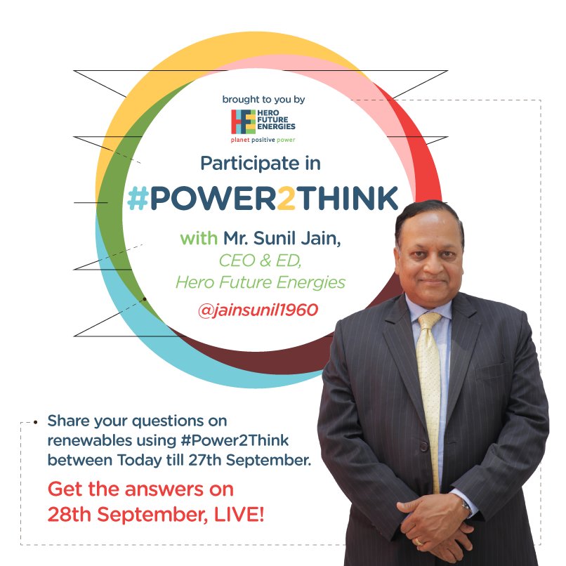 HeroFuture_HFE's tweet photo. #HFE's CEO @jainsunil1960, has over a decade long experience of spearheading #IPPs in #India. He will be joining September's #Power2Think. https://t.co/QY1UQAvrrh