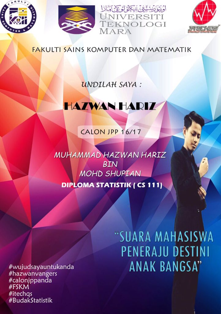 itechqsuitmraub's tweet photo. " SUARA MAHASISWA PENERAJU DESTINI ANAK BANGSA " RT UTK HAZWAN HARIZ UTK JPP ANDA ! #wujudsayauntukanda #itechqs #vote4hazwan https://t.co/GWVn0Fl4bB