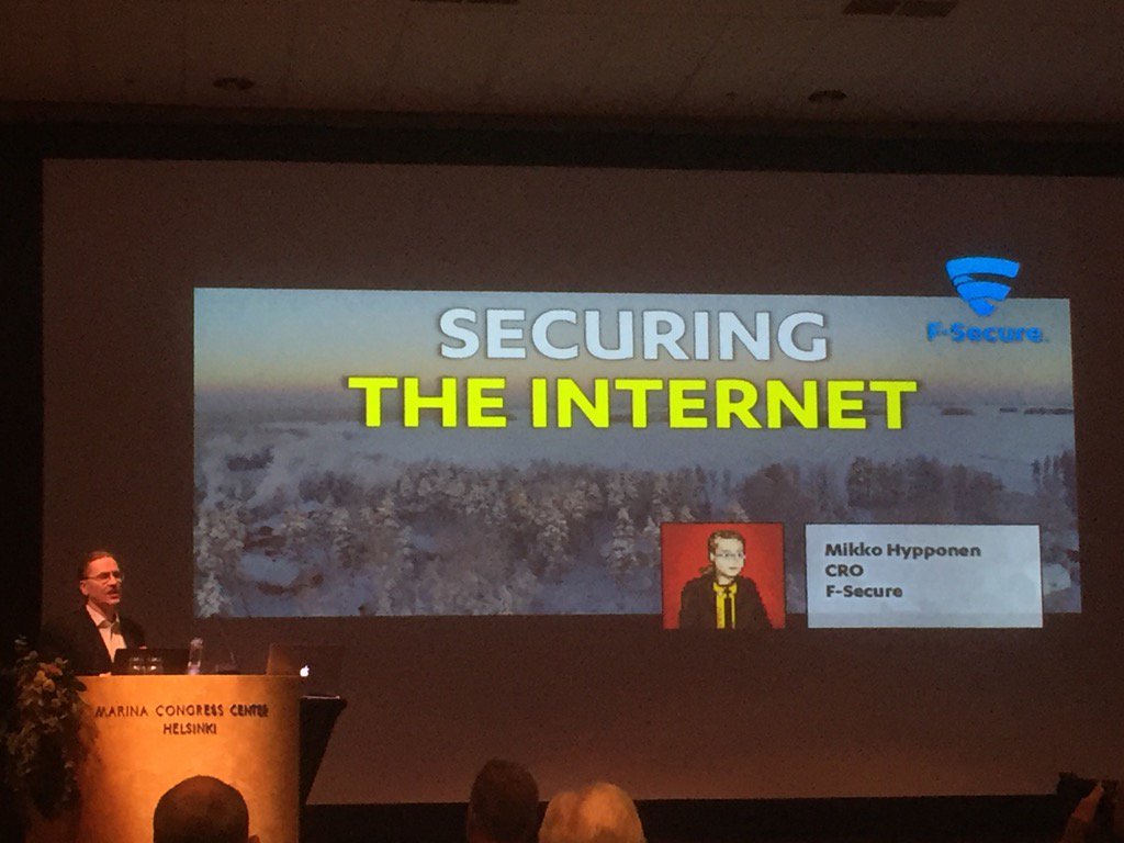 ReglundThorsen's tweet photo. @mikko talking at @nordunet conference in his hometown #Helsinki. Talking about 'Securing the internet". https://t.co/OW3LikBZk8