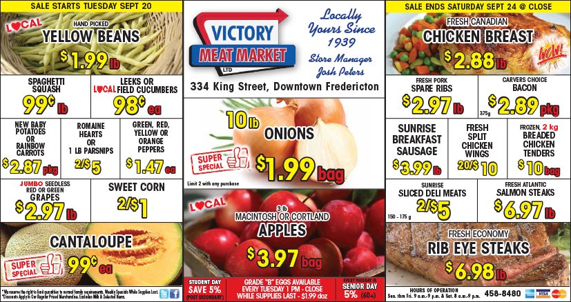 This week's sale flyer! Sale is on Tuesday, September 20th till closing on Saturday, September 24th.