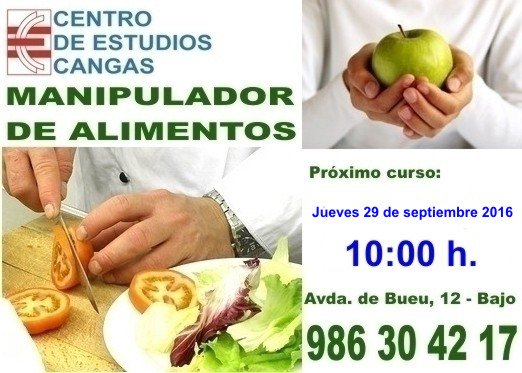 CECangas's tweet photo. Curso de Manipulador de Alimentos el jueves 29 de septiembre en @CECangas https://t.co/avSGzyCO4X