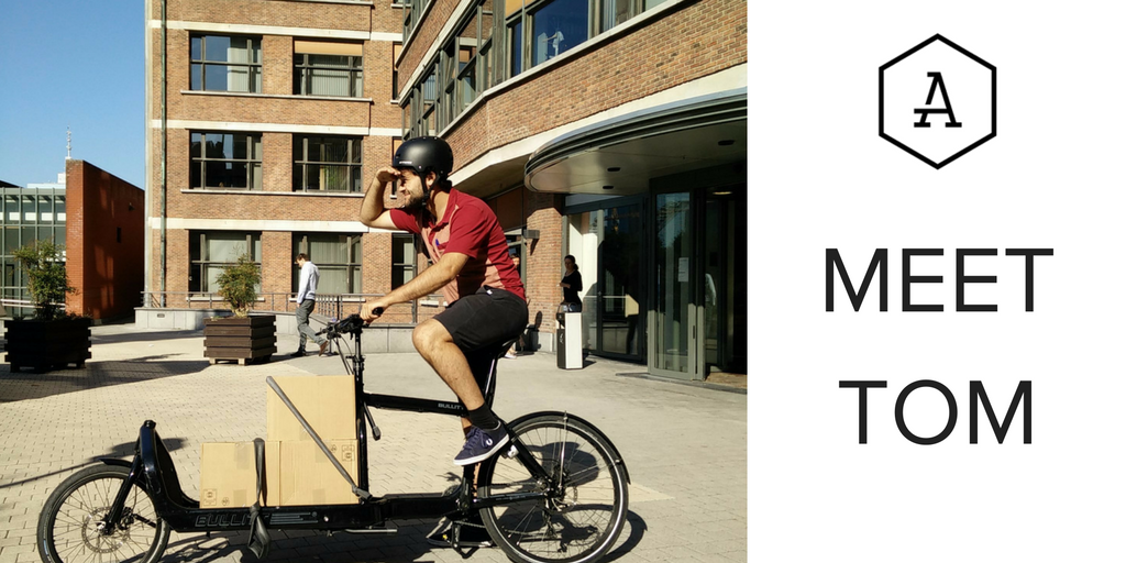 ApexCoffee's tweet photo. Meet Tom. He'll be delivering your #coffee goodness this week. Be kind. #bikepower #liftyourspirit #mobilityweek #everyweek #apexcoffee #bxl https://t.co/48EsrXMVtD