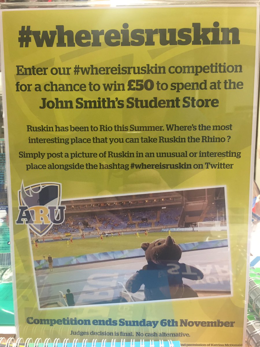 Ladylindseyloo's tweet photo. #goruskin check out our awesome Ruskin competition below! Tweet us your #whereisruskin pic for your chance to win! ARU Ruskin Pride! https://t.co/WSpxobeqGh