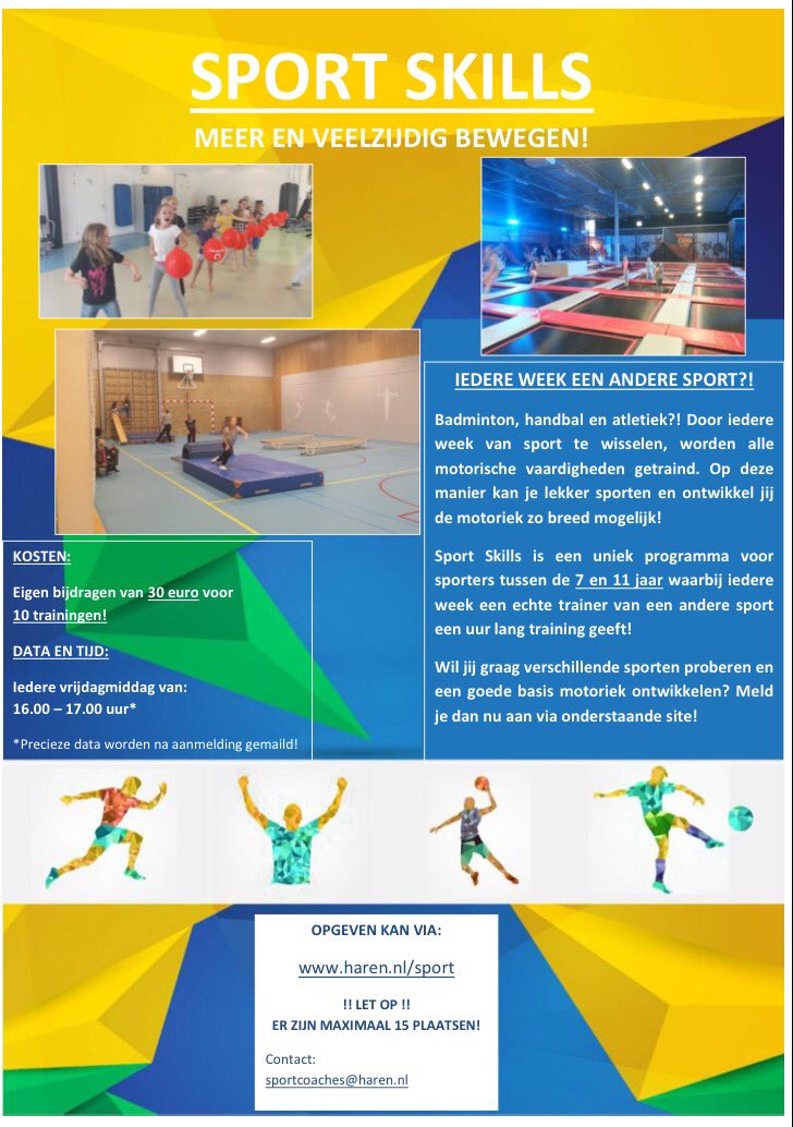 basveldman's tweet photo. Sport Skills! Meer &amp; veelzijdig bewegen met verenigingen @GemHaren @HuisvoordeSport https://t.co/ZqkIwlNnVP