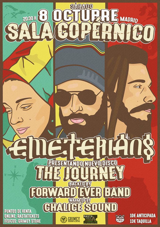 El 8 de octubre <a href="/Emeterians/">Emeterians</a> vuelven a casa, presentando "The journey", backed by <a href="/ForwardEverBand/">Forward Ever Band</a> y warm up de <a href="/ChaliceSound/">Chalice Sound</a> !!!. Kaboom!!