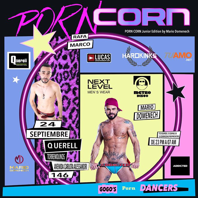 El 24 de septiembre estaré en QUERELL junto a @MarioDomenechX en Torremolinos!???????? @PornCornParty