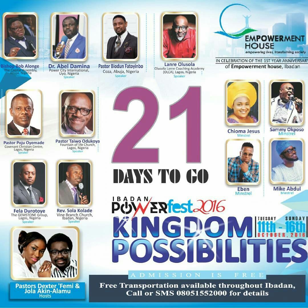 ara_events's tweet photo. Empowerment house Ibadan will be1, Great speakers put together its going 2 b a clash of anointing loaded. #powerfest https://t.co/qF3W353puV