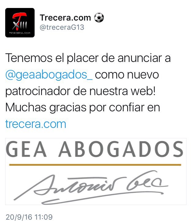 Estrenamos compromiso con <a href="/treceraG13/">Trecera.com ⚽️</a> el portal deportivo más importante de la Región de Murcia #derechodeportivo #futbol #murcia