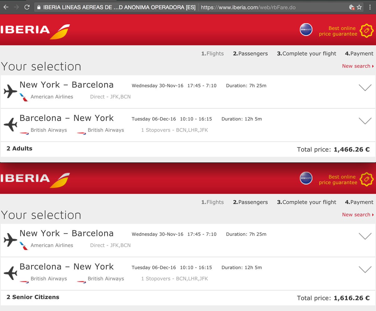 KelleyCreates's tweet photo. @Iberia_en @AmericanAir @British_Airways Why do you charge Seniors more than Adults for the same exact flights? #unfairfare @AARPadvocates https://t.co/fEQXu29r5f