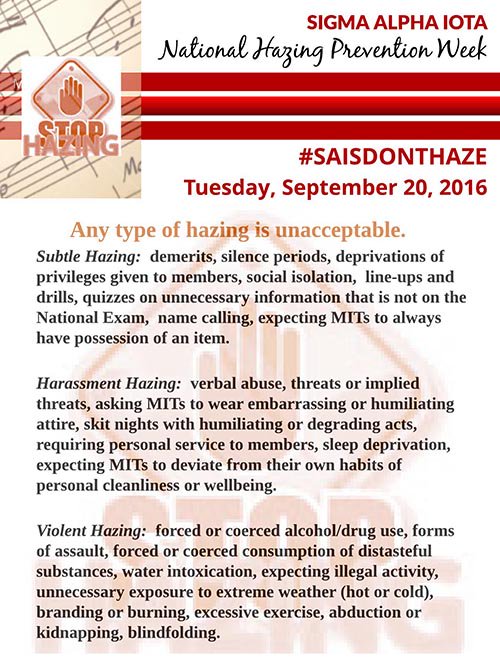 SAINH's tweet photo. During National Hazing Prevention Week, learn the types of hazing you could encounter. #SAIsDontHaze https://t.co/lCnjVubKuC