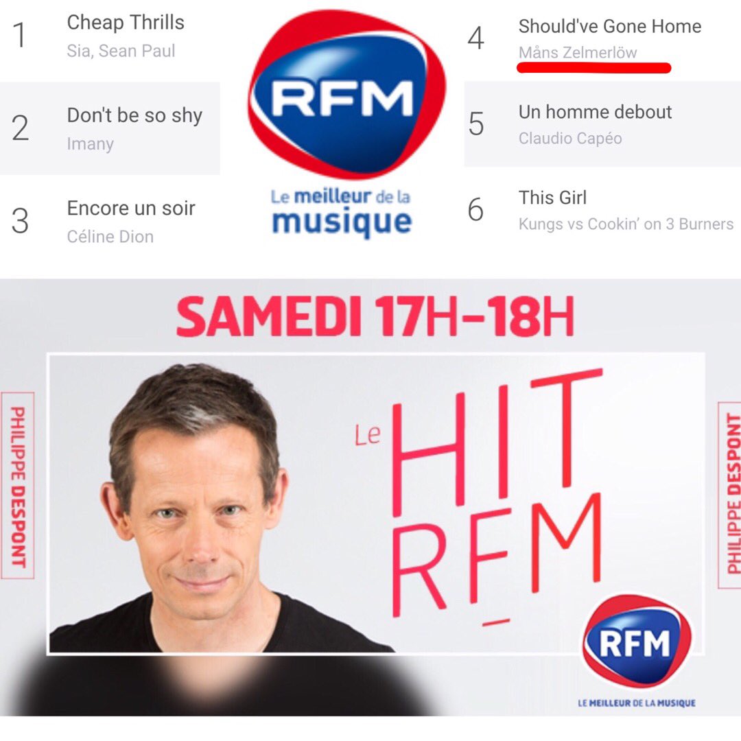 MansTablerone's tweet photo. @manszelmerlow is number 4️⃣
In a @RFMFrance 💃🎉✌🏻️
GRATTIS!!!🎶
#shgh #WeLoveMånsZelmerlöw #PerfectlyDamaget #mzw https://t.co/B542NUZ4BC