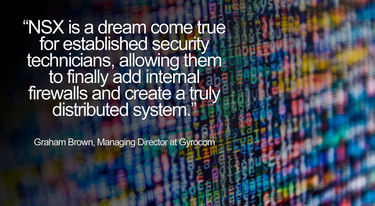 VMware_EMEA's tweet photo. Graham Brown, MD at @gyrocomuk, explains why #NSX is changing the way companies view IT security: https://t.co/17zL6ArDkF https://t.co/WuqYktnbF1