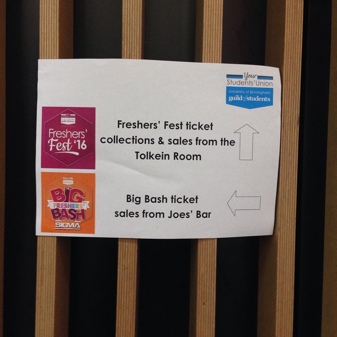 GuildofStudents's tweet photo. Still on the hunt for Freshers' tickets? We can help you out. Very limited numbers remaining now! #hellobrum https://t.co/heSkXGpHIv
