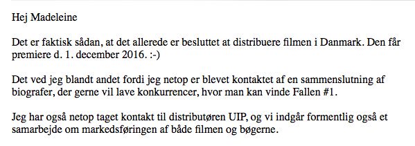 Fallen_Series's tweet image. News! A fan e-mailed the Danish publisher of Fallen and they answered that #FallenMovie comes out there on December 1st 2016!!!