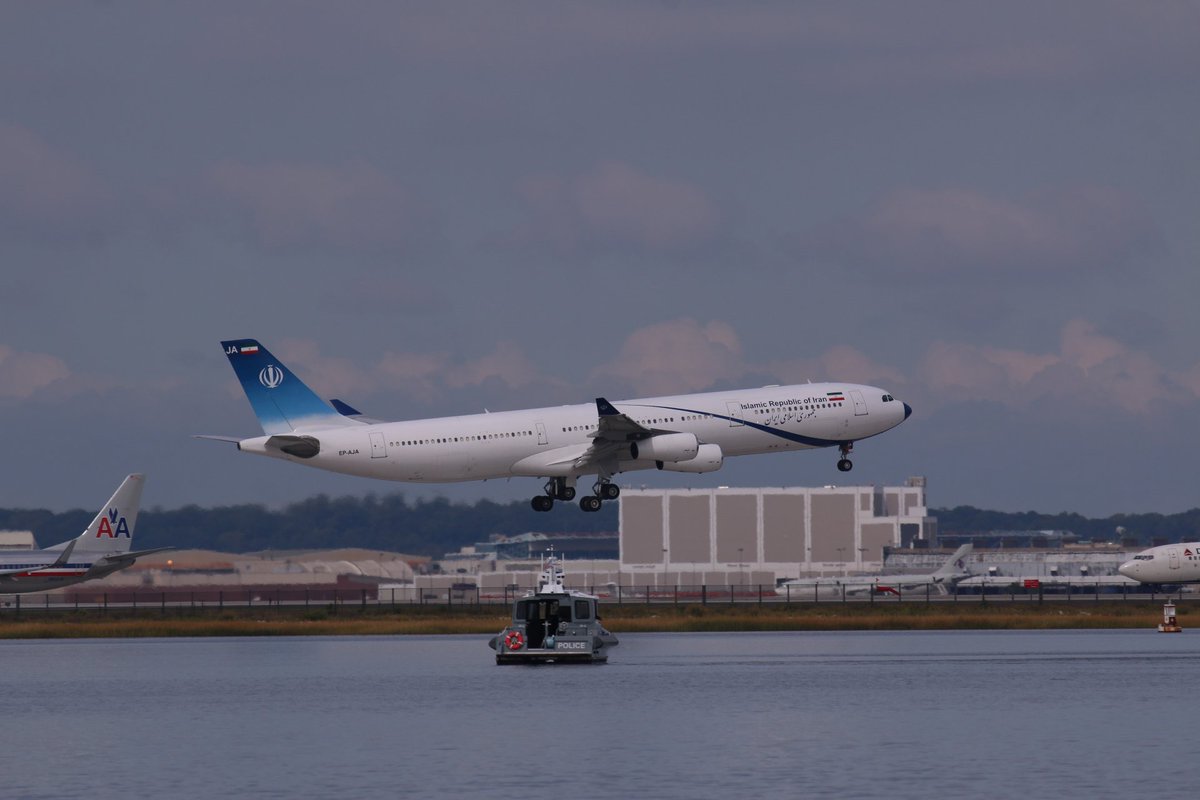 NYCAviation's tweet image. Another #UNWeek regular, the Iranian A340-300, arriving after an overnight stay in Havana. #UNGA