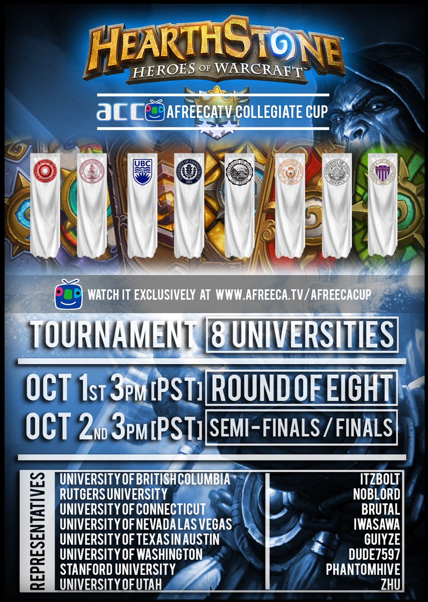 itsjonoh's tweet photo. I'll be hosting the first #Hearthstone @afreecaTV_gl Collegiate Cup with 8 universities across NA! Let's go @dude_7597! #collegiate #esports https://t.co/25ILy7oQJz