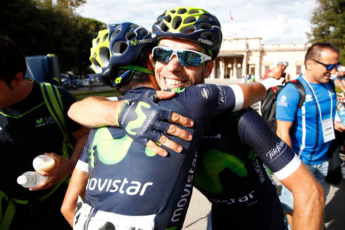 Movistar_Team's tweet photo. 🙌 Full report &amp; @giovisco quotes after #GirodellaToscana win, with wonderful imagery from Luca @bettiniphoto: https://t.co/RhBjtfZsbv https://t.co/Df4hwDTIJ1