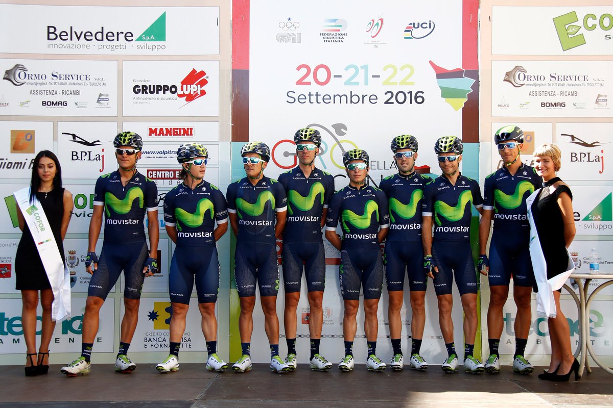 Movistar_Team's tweet photo. 🙌 Full report &amp; @giovisco quotes after #GirodellaToscana win, with wonderful imagery from Luca @bettiniphoto: https://t.co/RhBjtfZsbv https://t.co/Df4hwDTIJ1