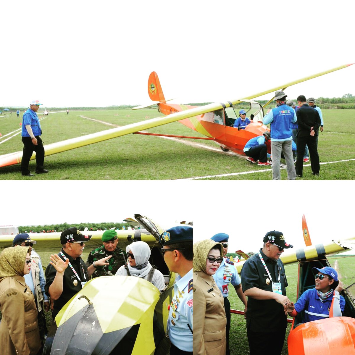 Meninjau Pertandingan PON XIX Jabar cabang olahraga Terbang Layangdi Lanud TNI AU Suryadarma, Kab. Subang.