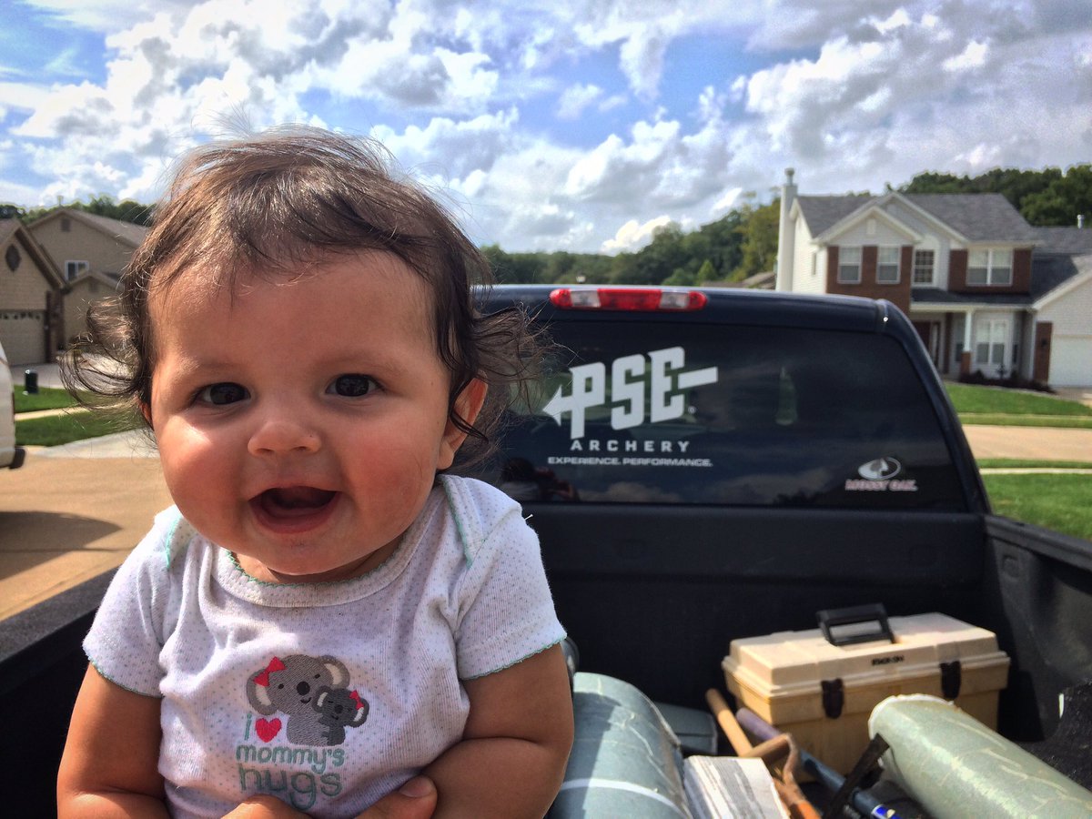 Baby Stella is excited bow season has finally started!!! Future huntress on the making 🏹