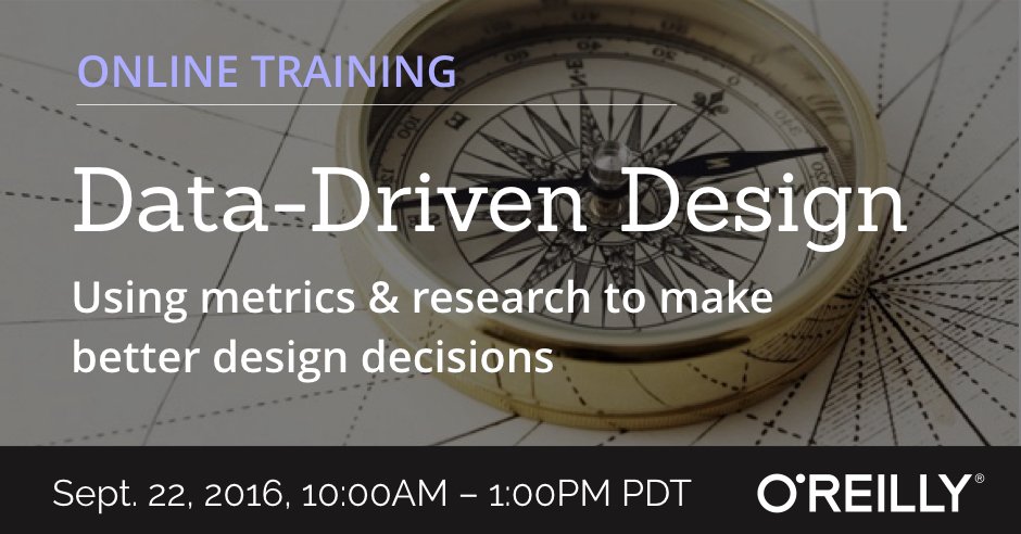 OReillyDesign's tweet image. Last chance to register: #DataDriven Design- Online Training Sept 22 @pixelsforhumans @HLRJO oreil.ly/29ZmbkS