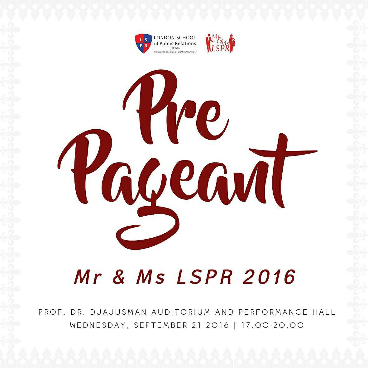 Please come and support us tomorrow on Pre Paegent MrMsLSPR 2016 !