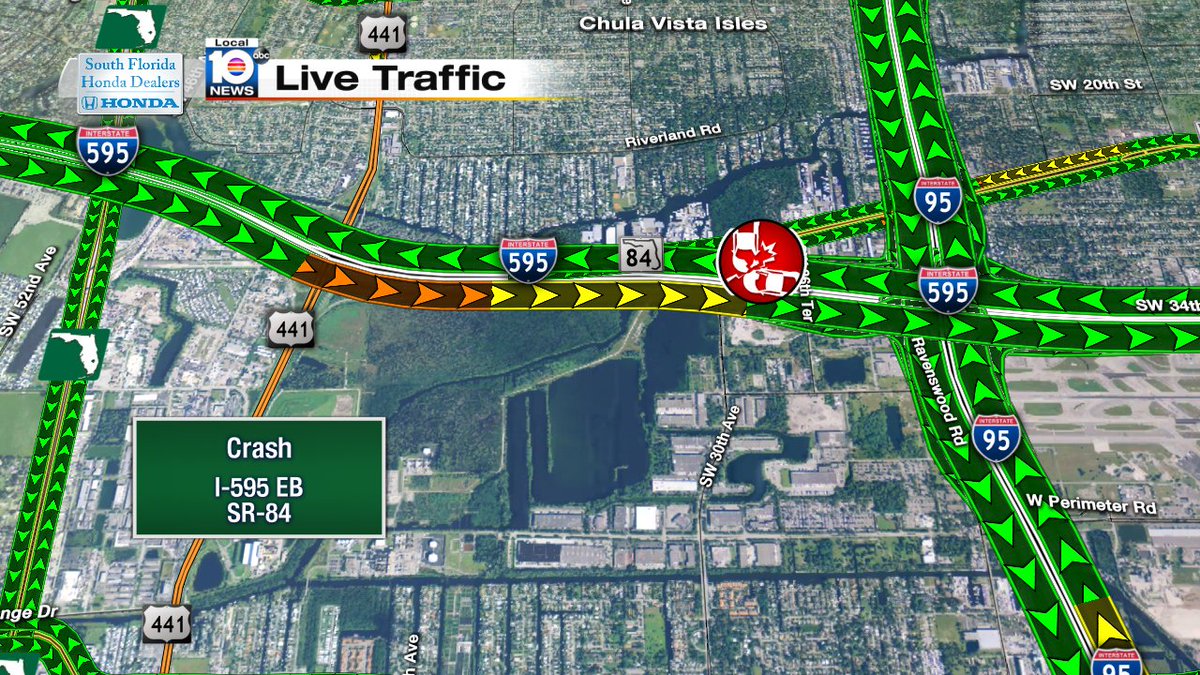 Crash on I-595 EB at SR-84 #traffic https://t.co/AWazJjT9B0