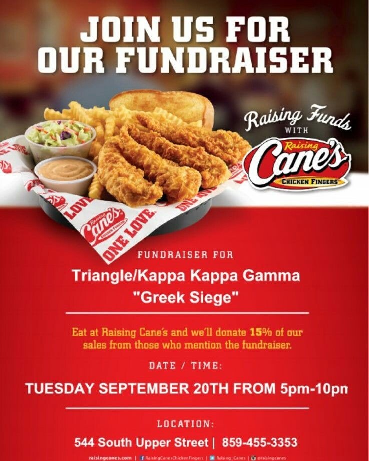 GreekSiege's tweet photo. Today is the day! Make sure to go to Cane's for our restaurant night and tell the cashier you're here for Greek Siege!! https://t.co/2Kgx3MOeme