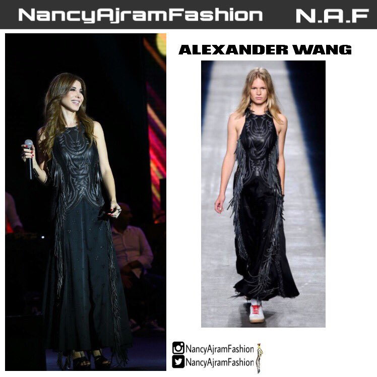 Nancy ajram was wearing a black chic dress by Alexander Wang at her last concert